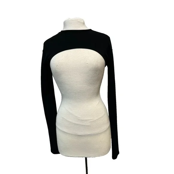 PINKO NWT Mirella Maglai 1/4 Top Black Jersey Crepe Scoop Neck Long Sleeve SZ M - Picture 2 of 8